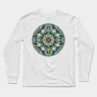 Mandala Blue Green 2 Long Sleeve T-Shirt